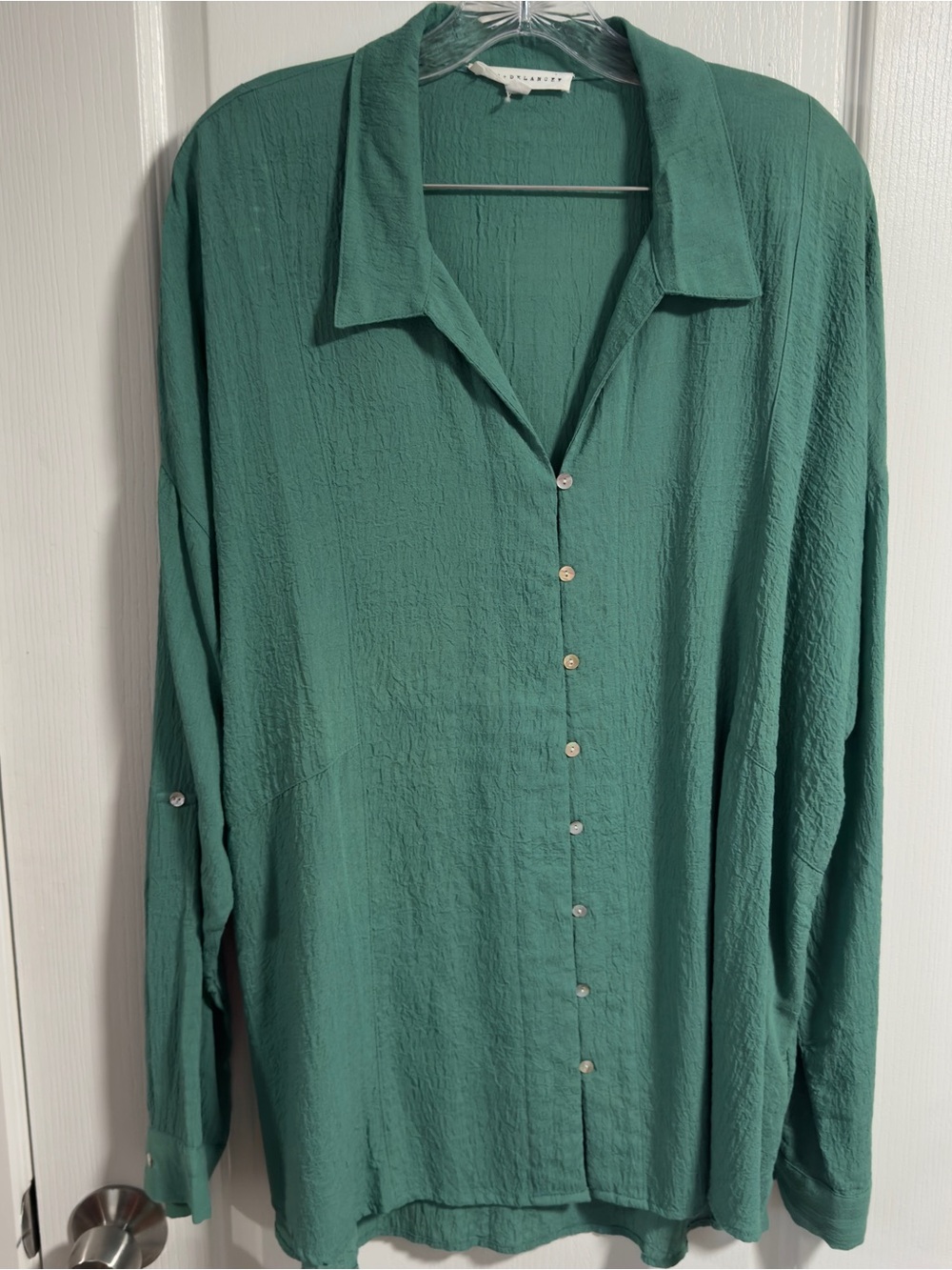 Jane and Delancey Woman’s Teal Green Button-Front Blouse Size XL
